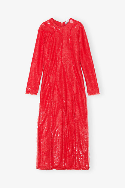 Red Sequins Maxi Dress - GANNI
