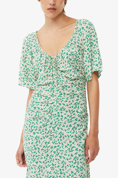 Printed Crepe U-neck Midi Dress - GANNI