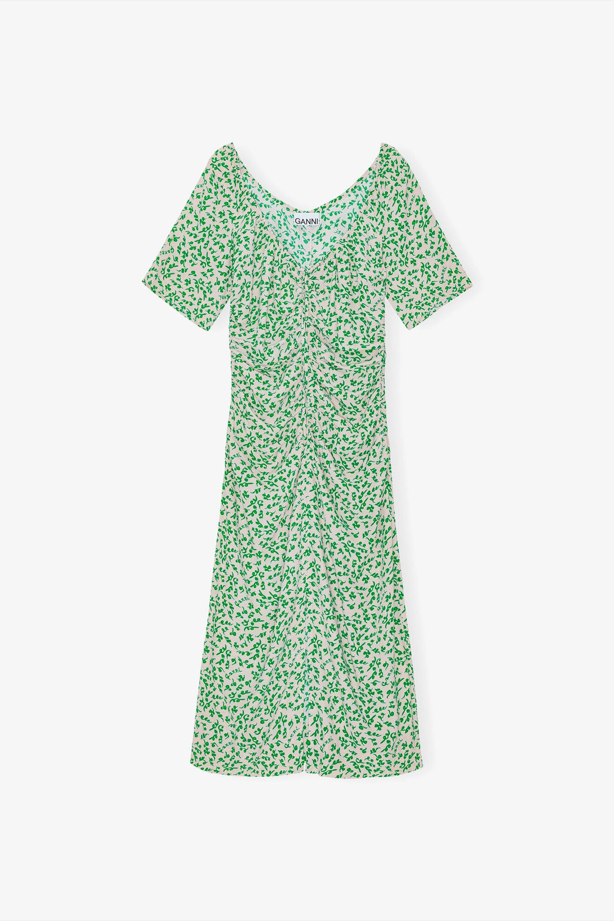 Printed Crepe U-neck Midi Dress - GANNI