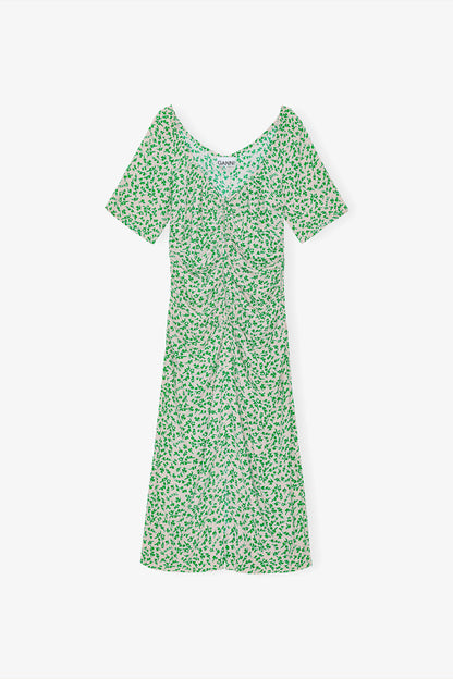 Printed Crepe U-neck Midi Dress - GANNI