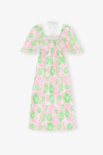 Pleated Georgette Midi Smock Dress - GANNI