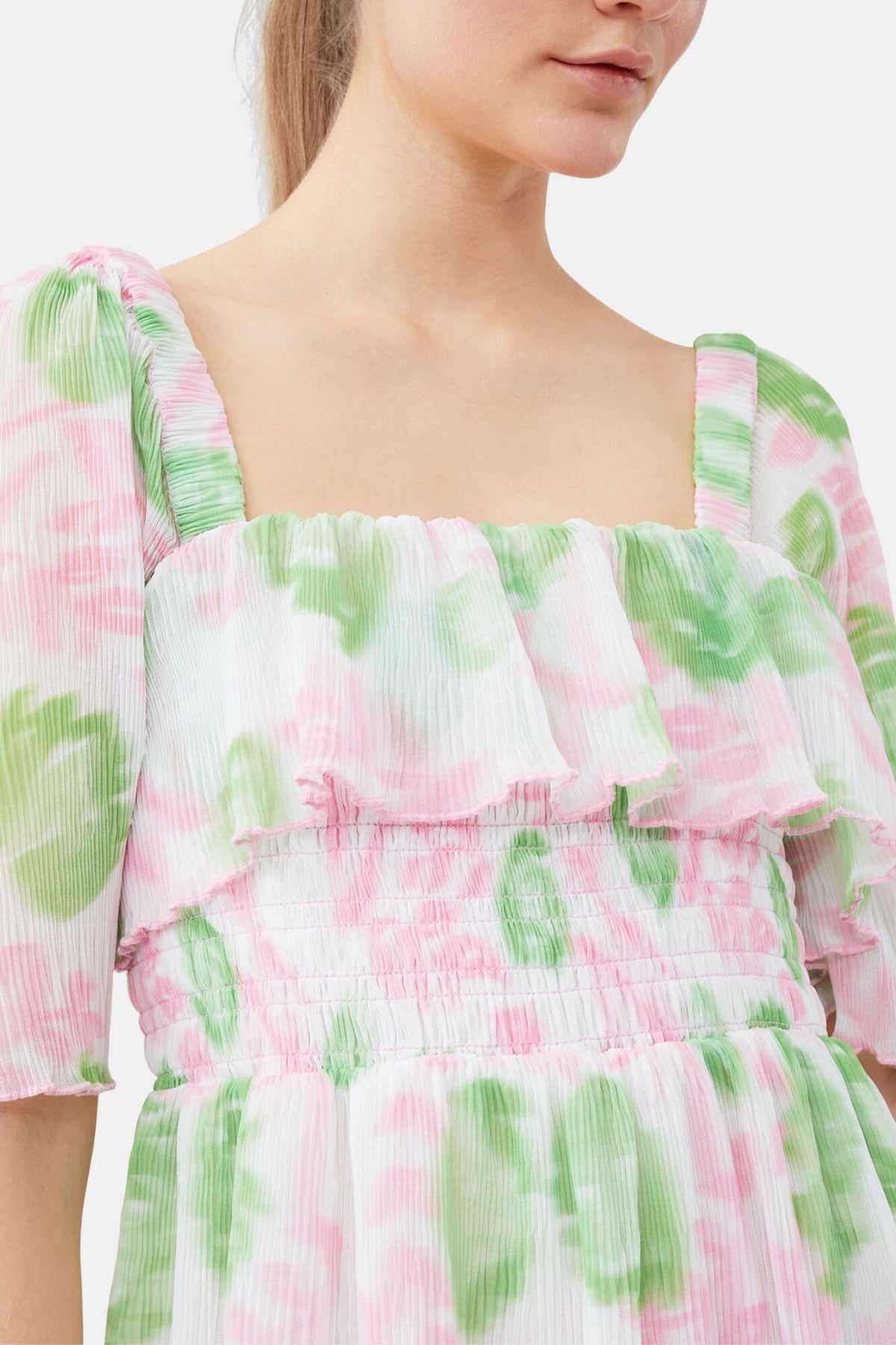 Pleated Georgette Midi Smock Dress - GANNI