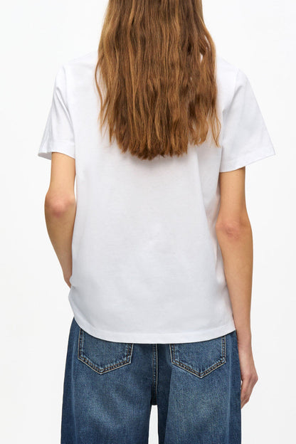 White Basic Jersey Cherry Relaxed T-shirt - GANNI