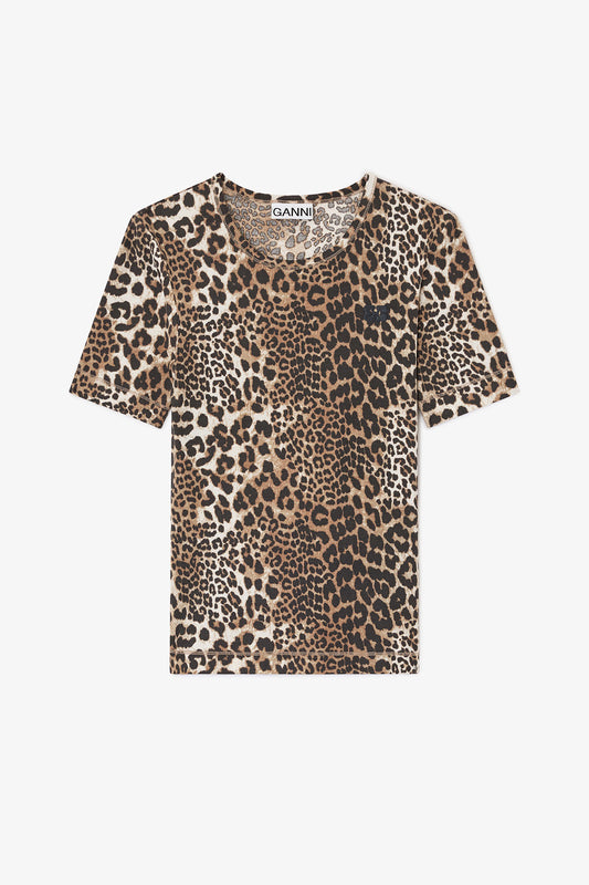 Leopard Rib T-shirt - GANNI
