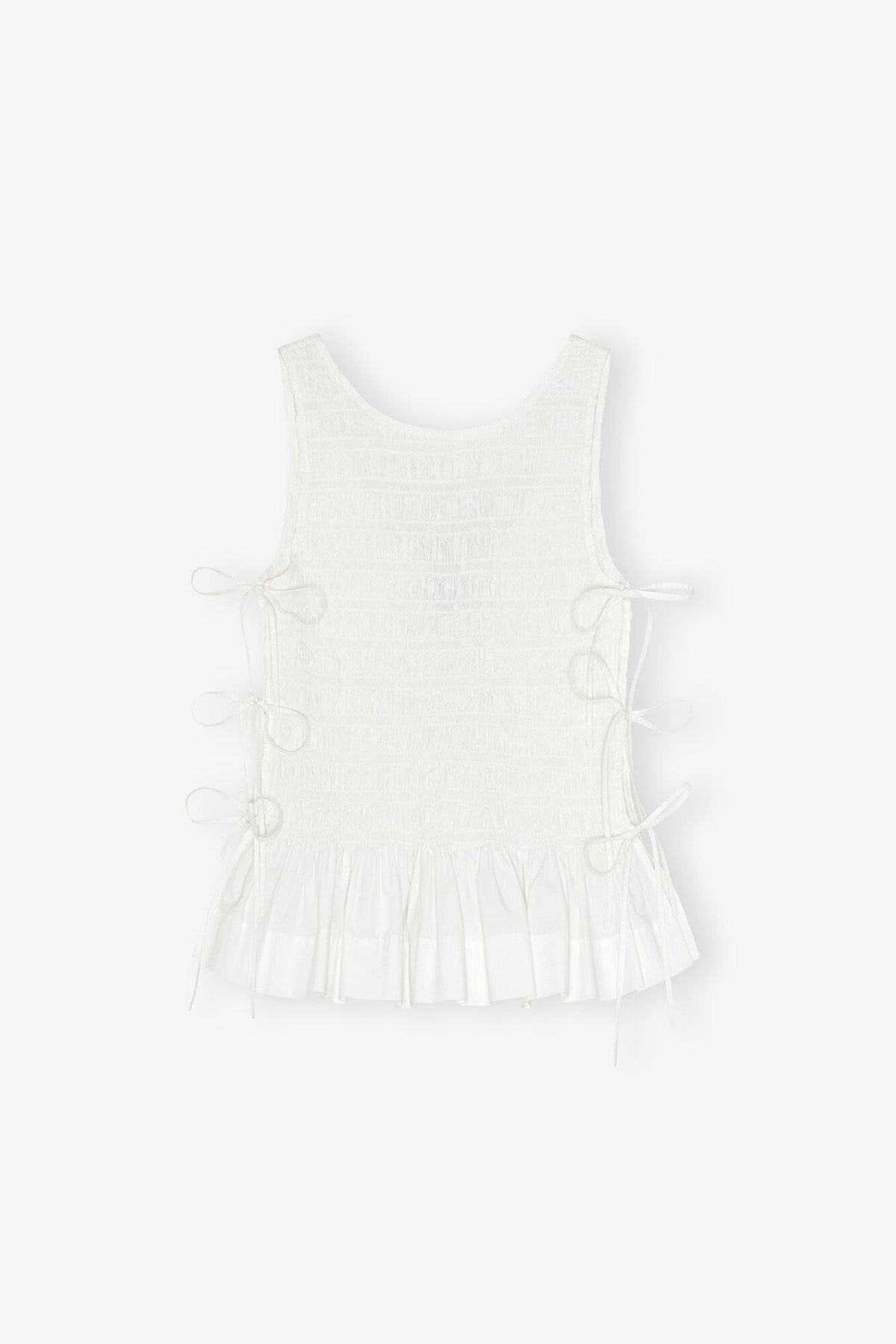 Top in White Smocked Cotton - GANNI