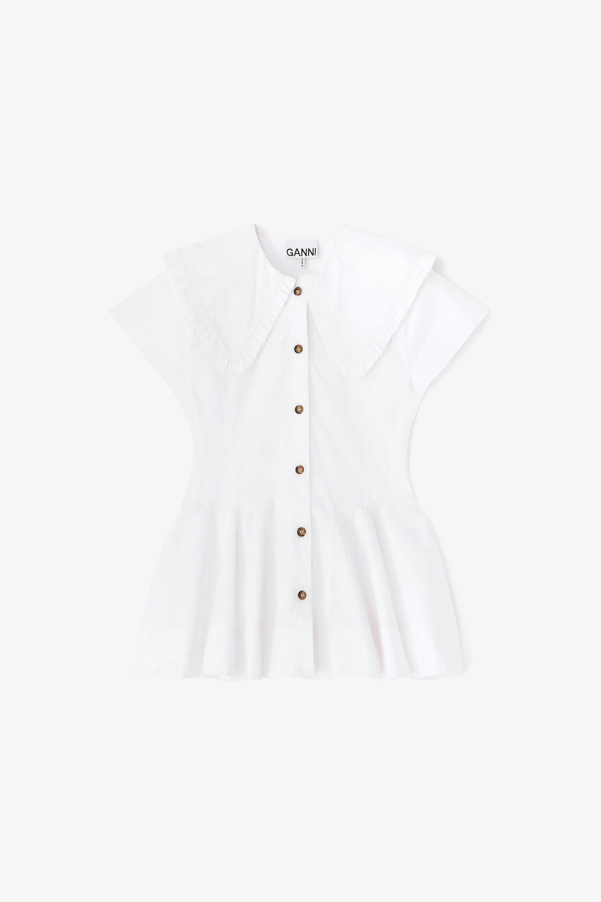 Short Cotton Ruffle Shirt - GANNI