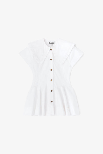 Short Cotton Ruffle Shirt - GANNI