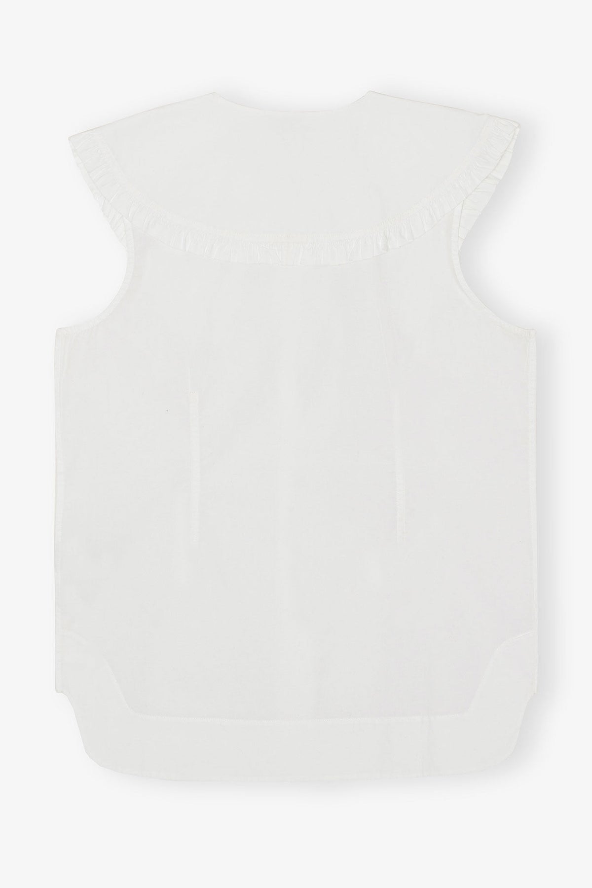 Cotton Poplin Sleeveless Frill Collar Shirt - GANNI