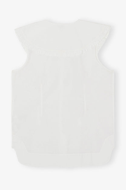 Cotton Poplin Sleeveless Frill Collar Shirt - GANNI