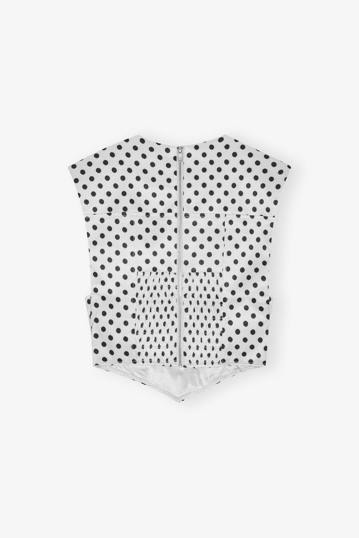 Polka-Dot Satin Corset Blouse - GANNI