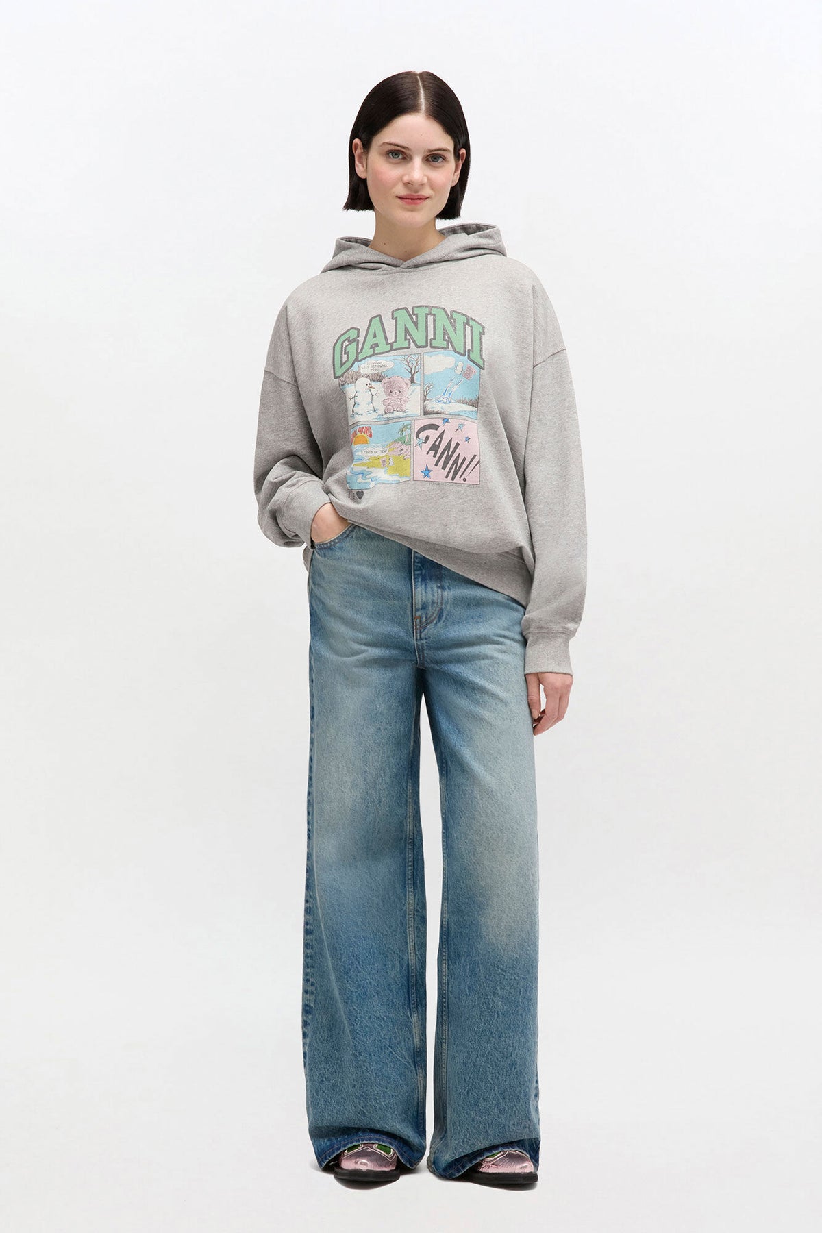 Grey Bear Comic Hoodie - GANNI
