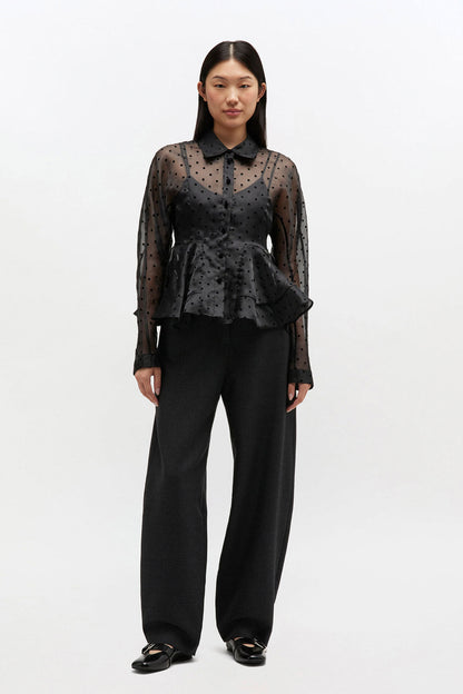 Black Organza Peplum Shirt - GANNI