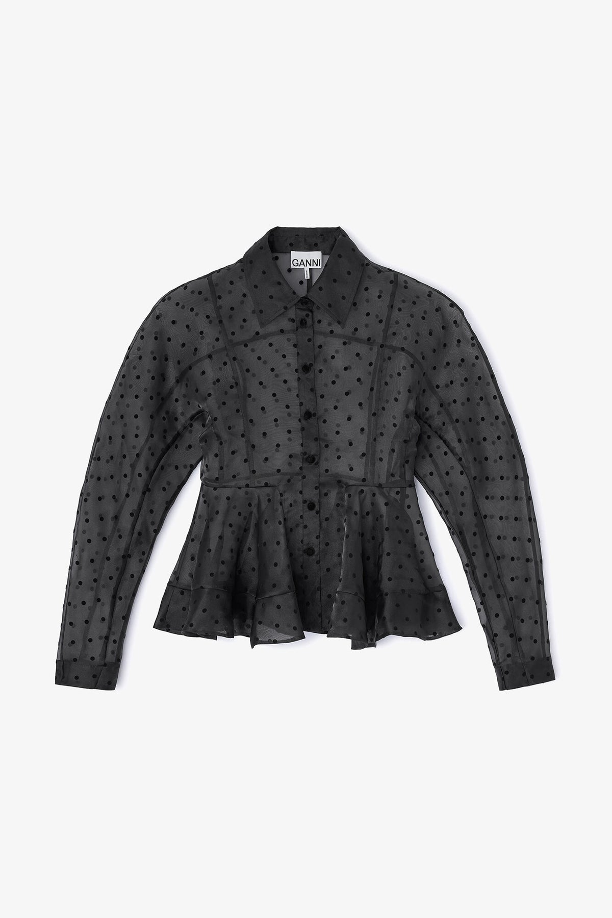 Black Organza Peplum Shirt - GANNI