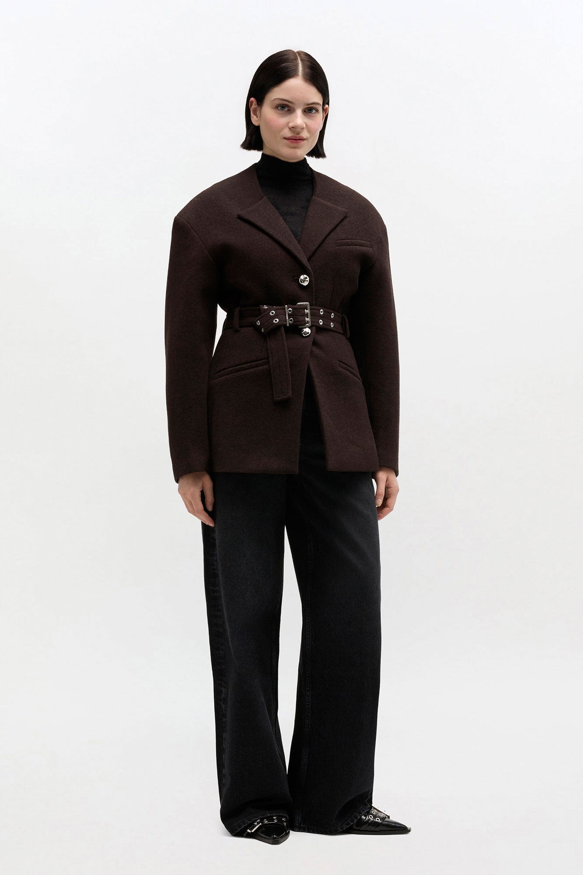 Brown Wool Jacket - GANNI