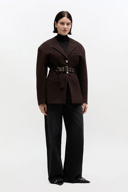 Brown Wool Jacket - GANNI