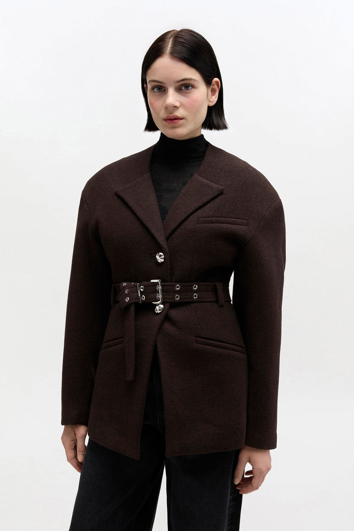 Brown Wool Jacket - GANNI