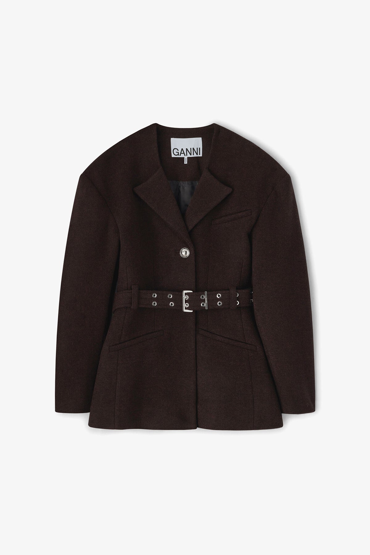 Brown Wool Jacket - GANNI