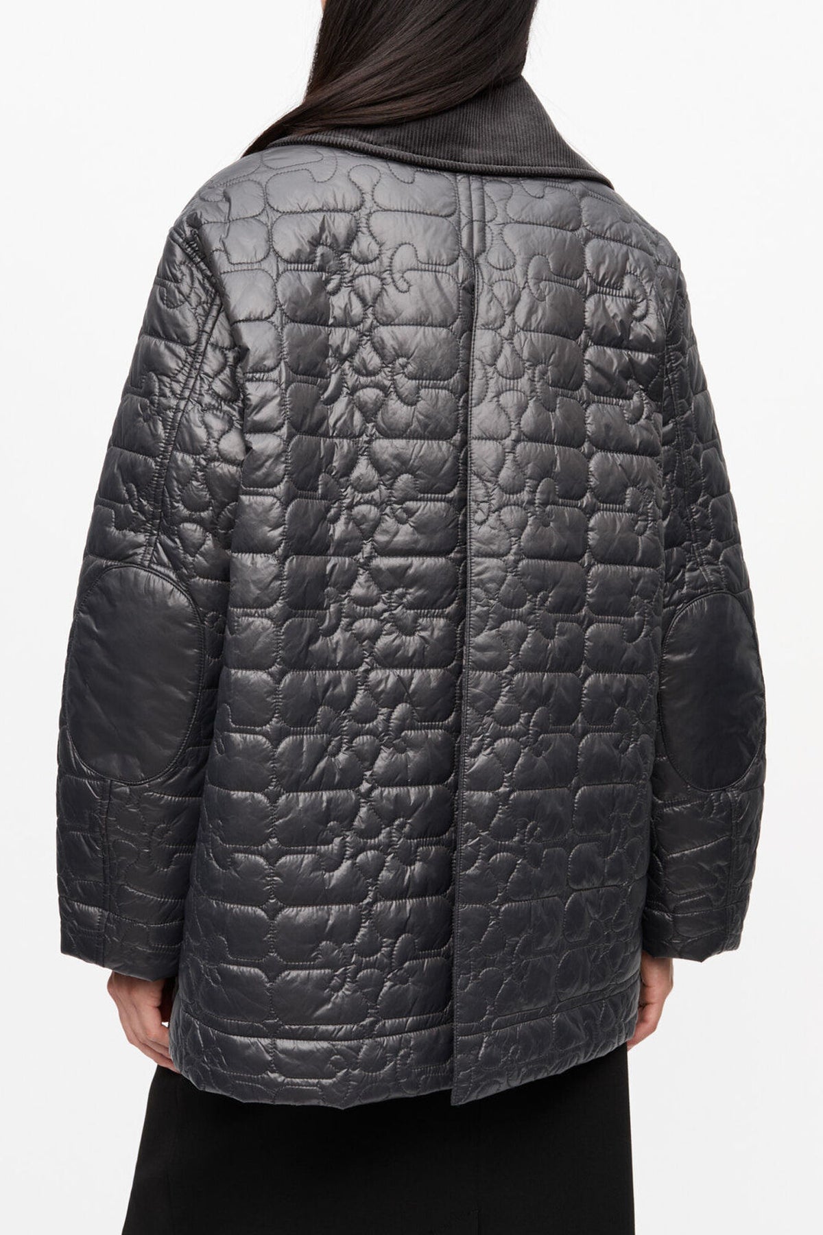 Black Shiny Quilt Midi Jacket - GANNI