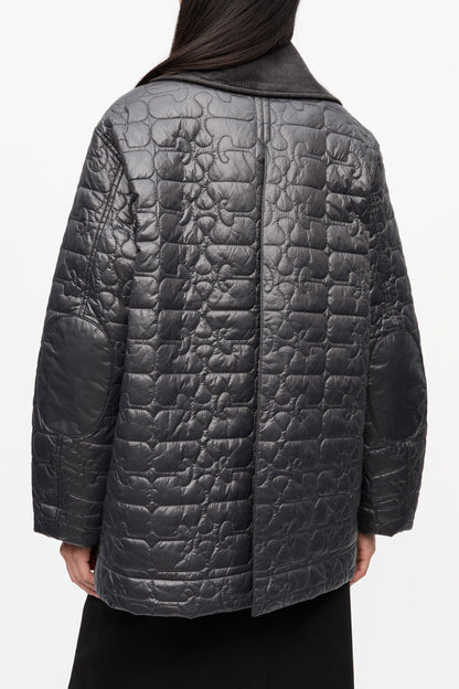 Black Shiny Quilt Midi Jacket - GANNI