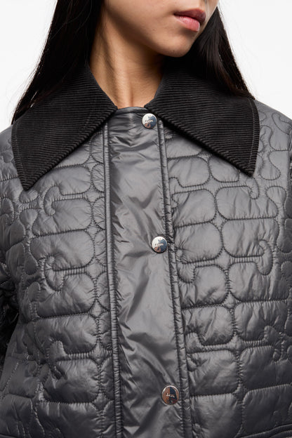 Black Shiny Quilt Midi Jacket - GANNI