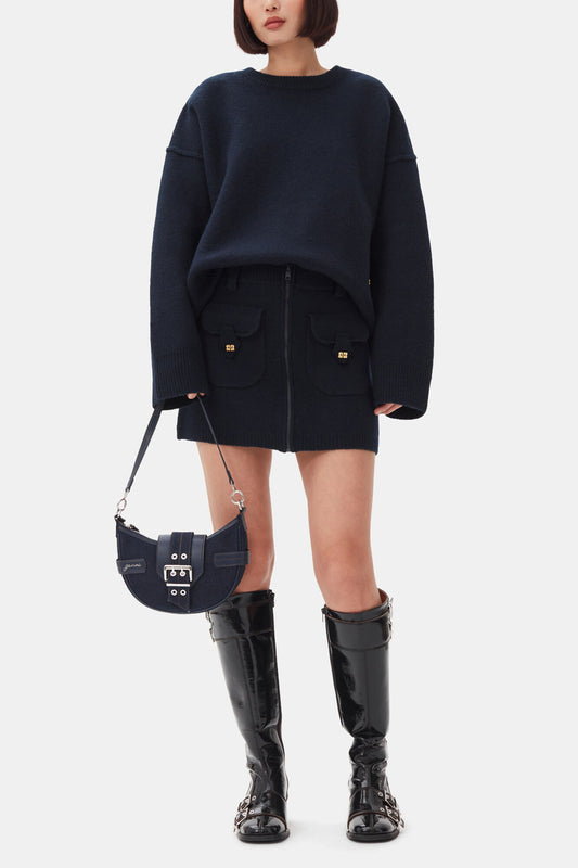 Dark Blue Wool Sweater - GANNI