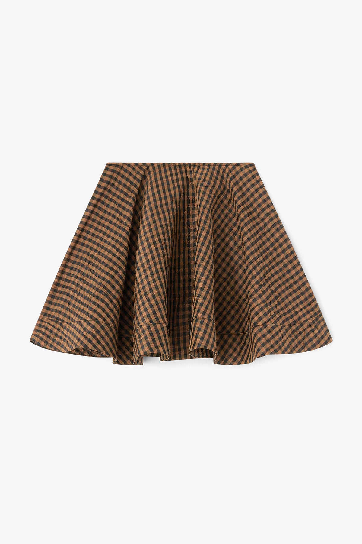 Crinkled Check Mini Circle Skirt - GANNI