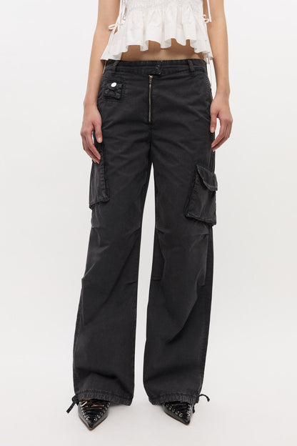 Black Washed Twill Pants - GANNI
