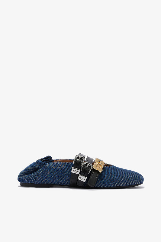 Sue Triple Ballerina in Denim - GANNI