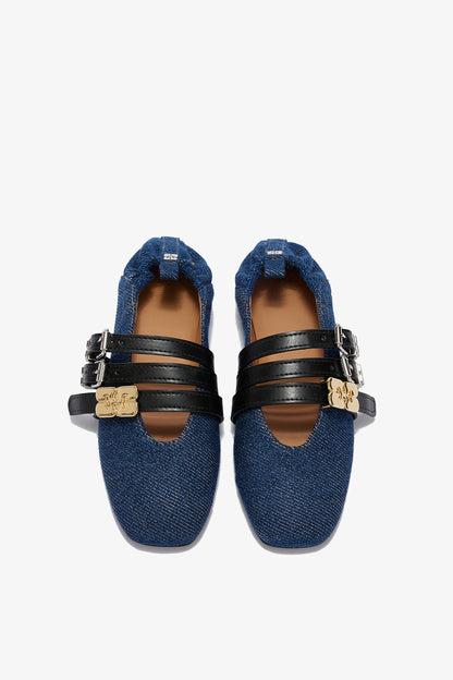 Sue Triple Ballerina in Denim - GANNI