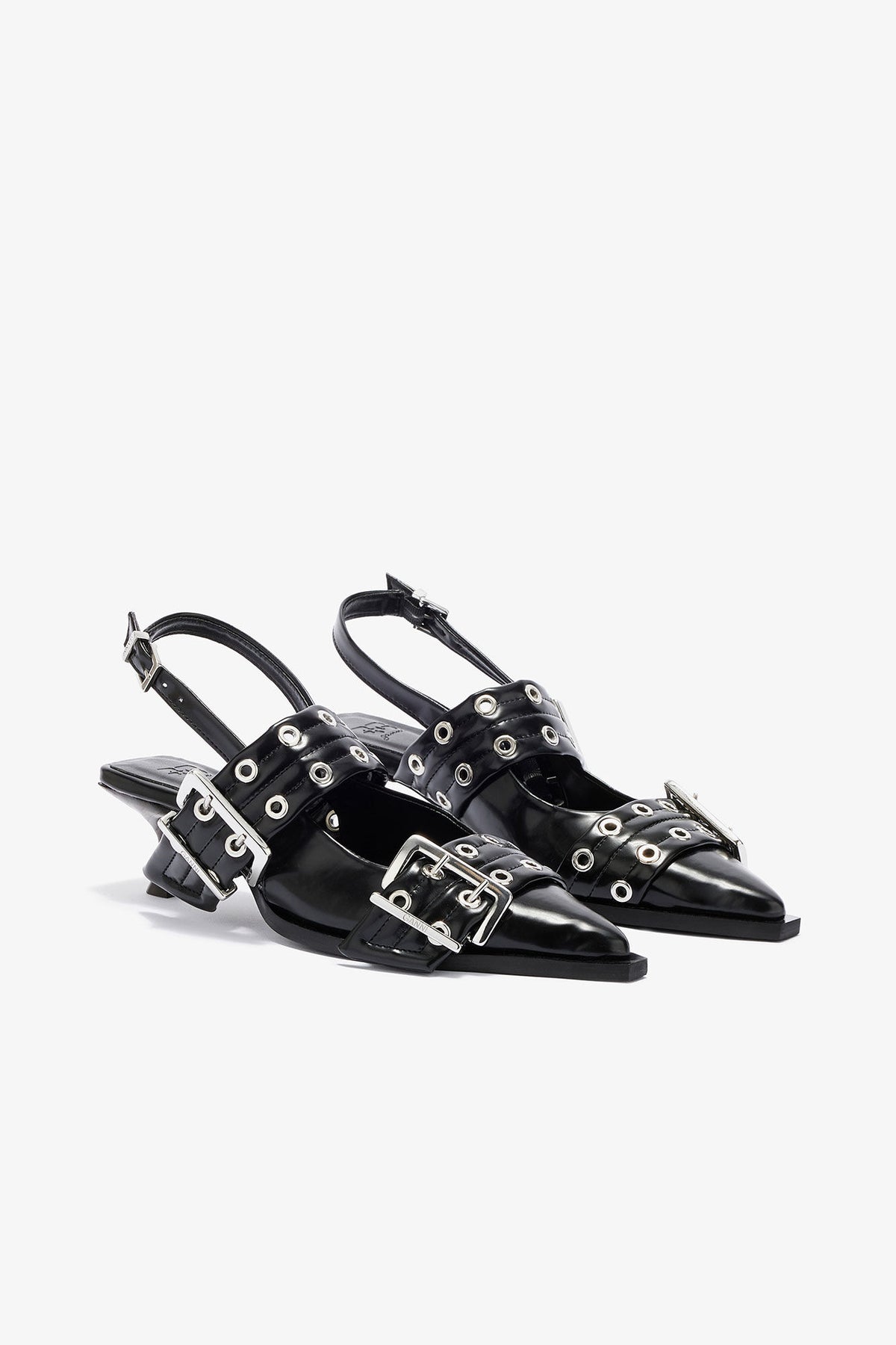 Feminine Buckle Heels in Black - GANNI