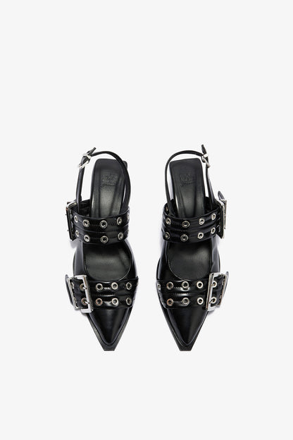 Feminine Buckle Heels in Black - GANNI