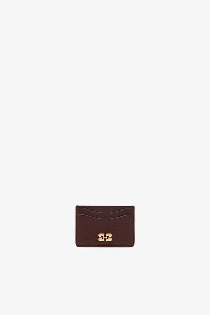 Chicory Coffee Card Holder in Grained Brown - GANNI