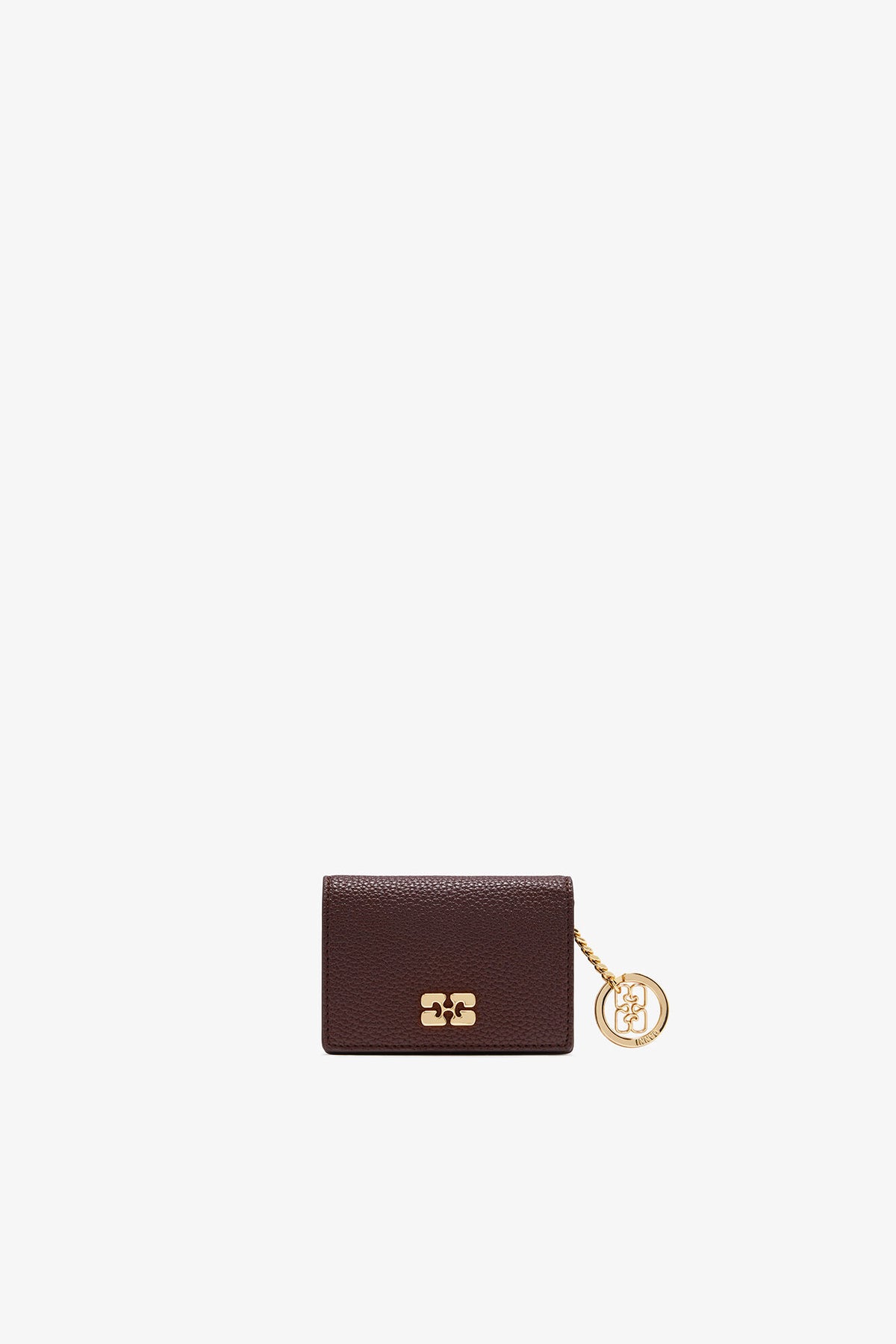 Chicory Coffee Card Holder With Flap in Grained Brown - GANNI