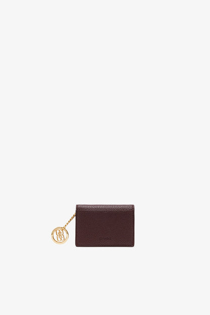 Chicory Coffee Card Holder With Flap in Grained Brown - GANNI