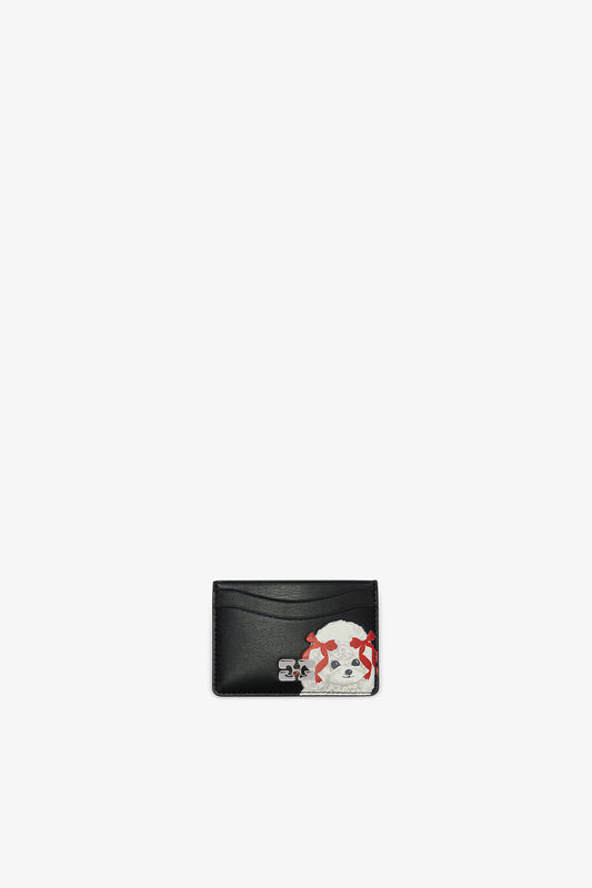 Black Bou Card Holder with Poodle - GANNI