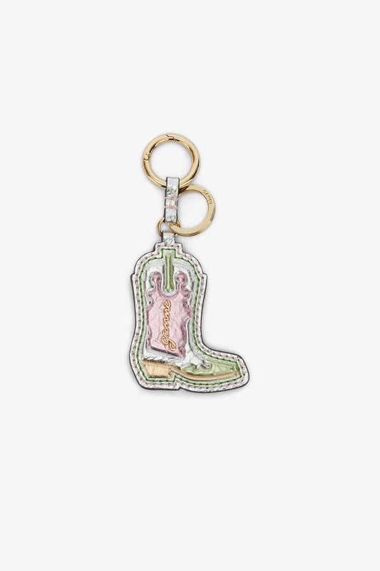 Multicolour Western Boot Keyring in Metallic - GANNI