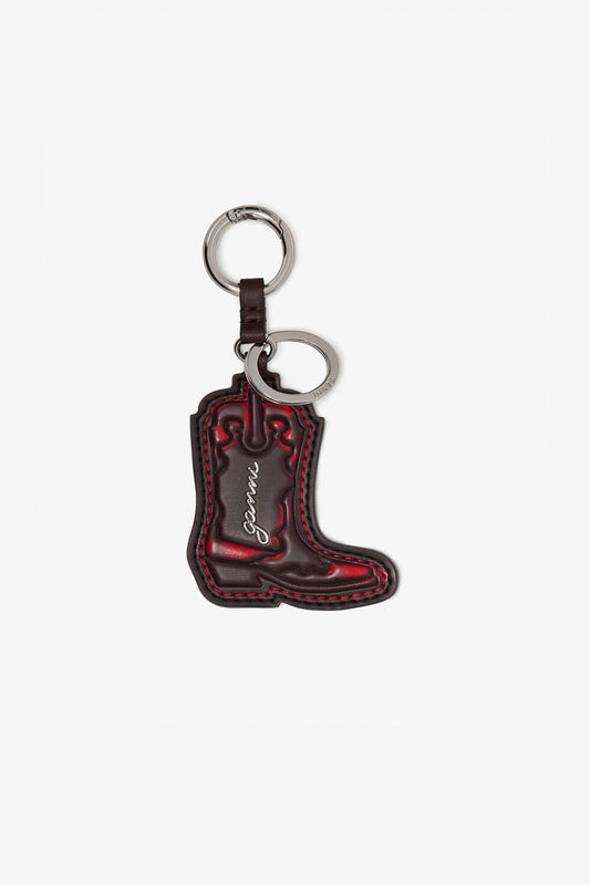 Black/Dark Burgundy Red Western Boot Keyring - GANNI