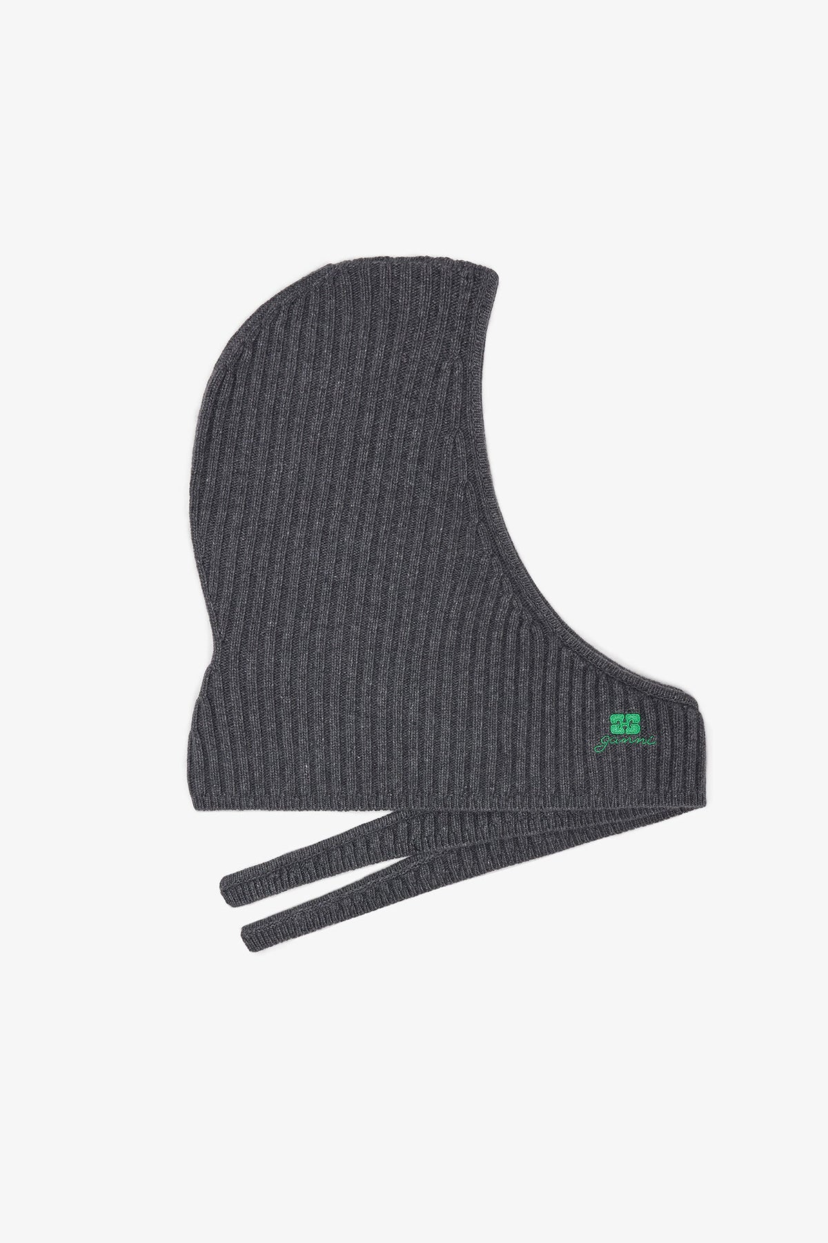 Charcoal Grey Grey Wool Mix Balaclava - GANNI