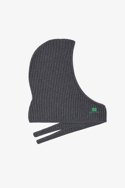 Charcoal Grey Grey Wool Mix Balaclava - GANNI