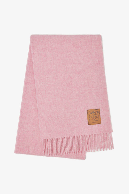 Mauve Morn Pink Wool Scarf - GANNI