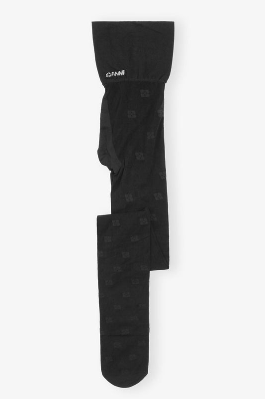 Black Butterfly Lace Tights - GANNI