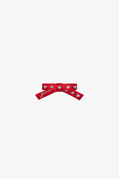 Mars Red Red Eyelet Bow Barrette - GANNI